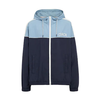Coach SS24 Logo Colorblock Zip Hoodie Jacket Mixed Blue CO798-BLMC
