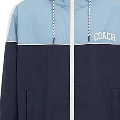 Sudadera con Capucha y Cremallera Coach SS24 Logo Colorblock Azul Mixto. CO798-BLMC Sizing Sudadera con Capucha y Cremallera Coach SS24 Logo Colorblock Azul Mixto. CO798-BLMC