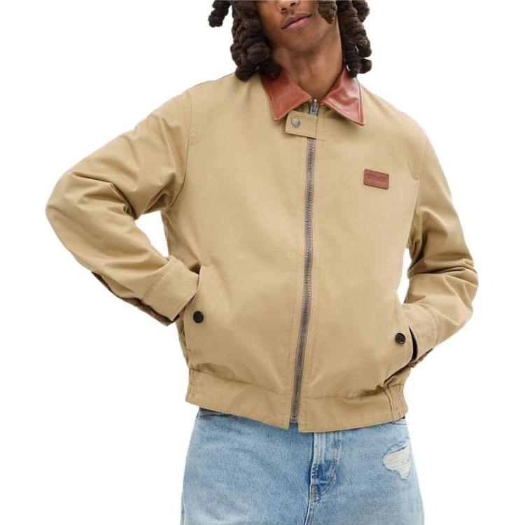 Lookbook COACH SS24 Logo Patch Zip Casual Jacket Khaki Menswear. CS784-RYU