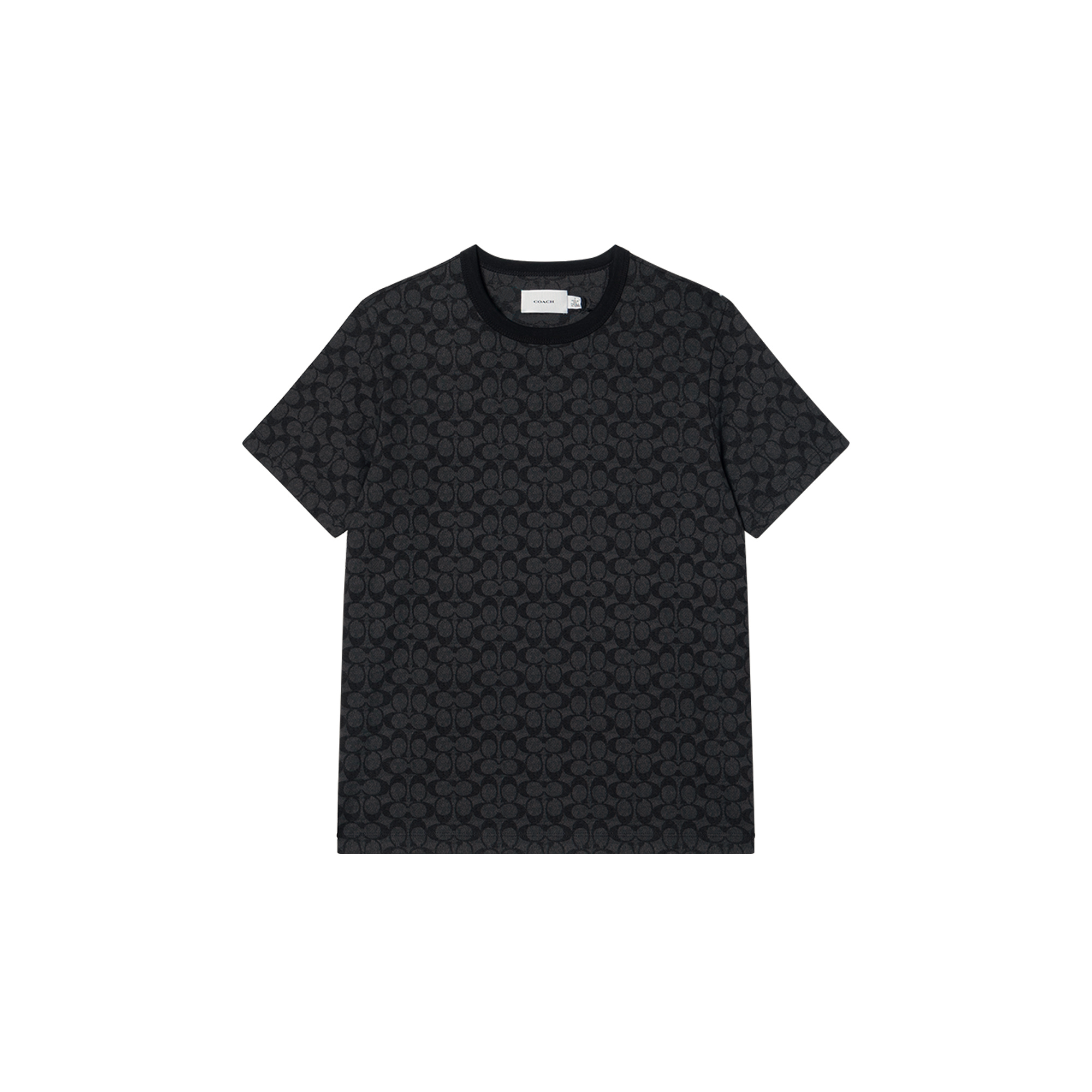 COACH SS24 Logo Print Unisex Black Crewneck Short Sleeve T-Shirt. CP978-R8E