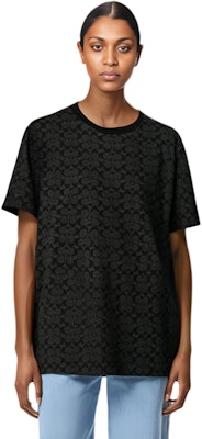 COACH SS24 ロゴプリント ユニセックス ブラック クルーネック 半袖Tシャツ. CP978-R8E Shop COACH SS24 ロゴプリント ユニセックス ブラック クルーネック 半袖Tシャツ. CP978-R8E