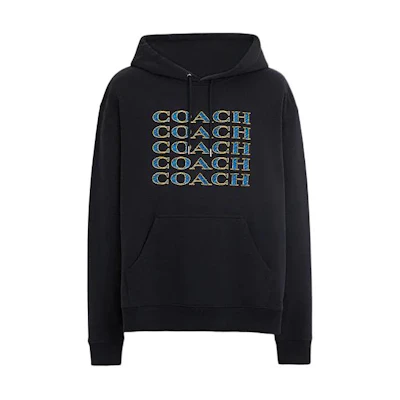 Coach SS24 Navy Blue Hoodie with Letter Print Design CM828-RF2