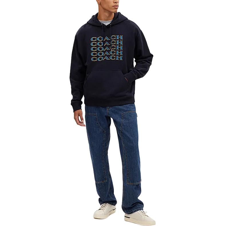 Lookbook Sudadera Azul Marino Coach SS24 con Diseño de Letras Estampadas CM828-RF2