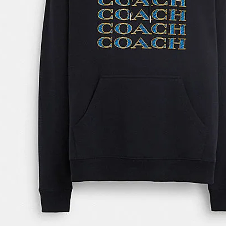 Sizing Sudadera Azul Marino Coach SS24 con Diseño de Letras Estampadas CM828-RF2