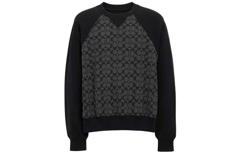 COACH SS24 Printed Crewneck Long Sleeve Sweatshirt Charcoal Grey CO825-R8E