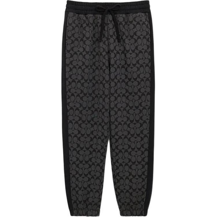 COACH SS24 Printed Drawstring Mid-Rise Casual Pants Charcoal Grey Men’s. CP828-R8E