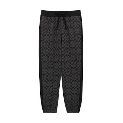 COACH SS24 Printed Drawstring Mid-Rise Casual Pants Charcoal Grey Men’s. CP828-R8E