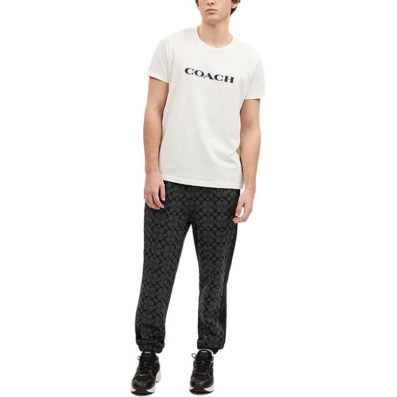 Lookbook 蔻驰SS24印花抽绳中腰休闲裤男士炭灰色裤子。 CP828-R8E