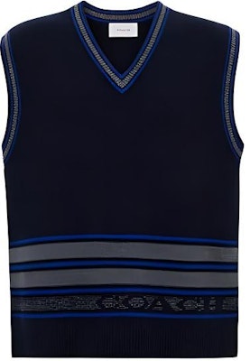 COACH SS24 Striped Logo Embroidered V-Neck Pullover Vest Navy Blue (Men). CM808-NV-GY Order COACH SS24 Striped Logo Embroidered V-Neck Pullover Vest Navy Blue (Men). CM808-NV-GY