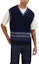 Lookbook COACH SS24 Striped Logo Embroidered V-Neck Pullover Vest Navy Blue (Men). CM808-NV-GY