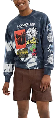 Coach SS24 Baju Sejuk Crewneck Biru Tie-Dye Logo Print CT027-BAW Lookbook Coach SS24 Baju Sejuk Crewneck Biru Tie-Dye Logo Print CT027-BAW