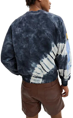 Coach SS24 Baju Sejuk Crewneck Biru Tie-Dye Logo Print CT027-BAW Shop Coach SS24 Baju Sejuk Crewneck Biru Tie-Dye Logo Print CT027-BAW