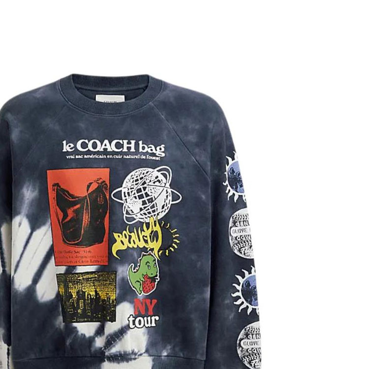 Coach SS24 Tie-Dye Logo Print Crewneck Sweatshirt Blue Pullover CT027-BAW 圖 6