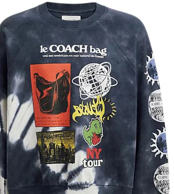 Coach SS24 Baju Sejuk Crewneck Biru Tie-Dye Logo Print CT027-BAW Details for Coach SS24 Baju Sejuk Crewneck Biru Tie-Dye Logo Print CT027-BAW