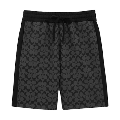 COACH SS25 Black Letter Print Drawstring Pocket Casual Shorts. CY588-R8E