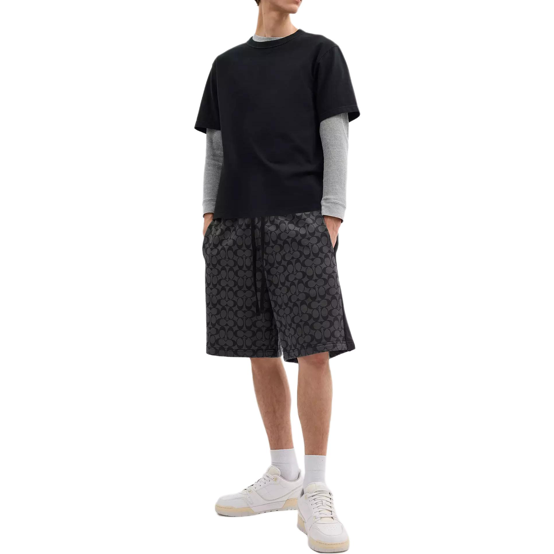 Lookbook COACH SS25  Black Letter Print Drawstring Pocket Casual Shorts. CY588-R8E