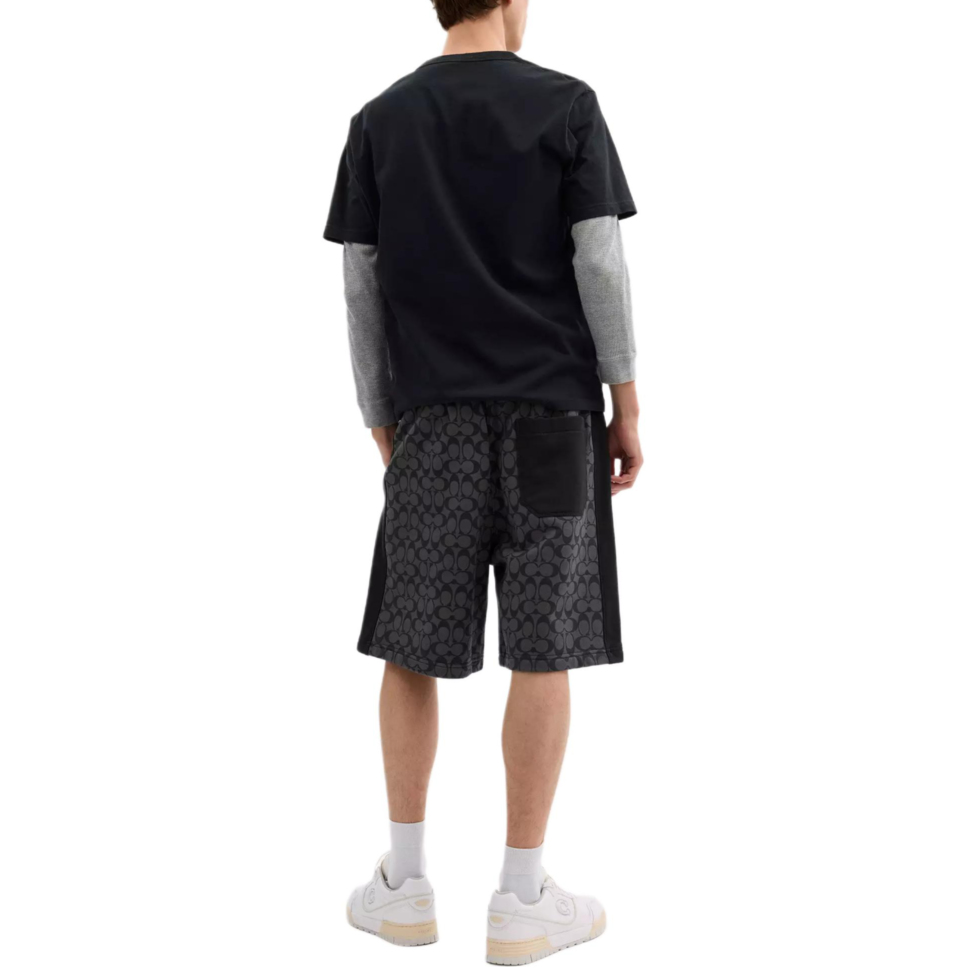 Shop COACH SS25  Black Letter Print Drawstring Pocket Casual Shorts. CY588-R8E