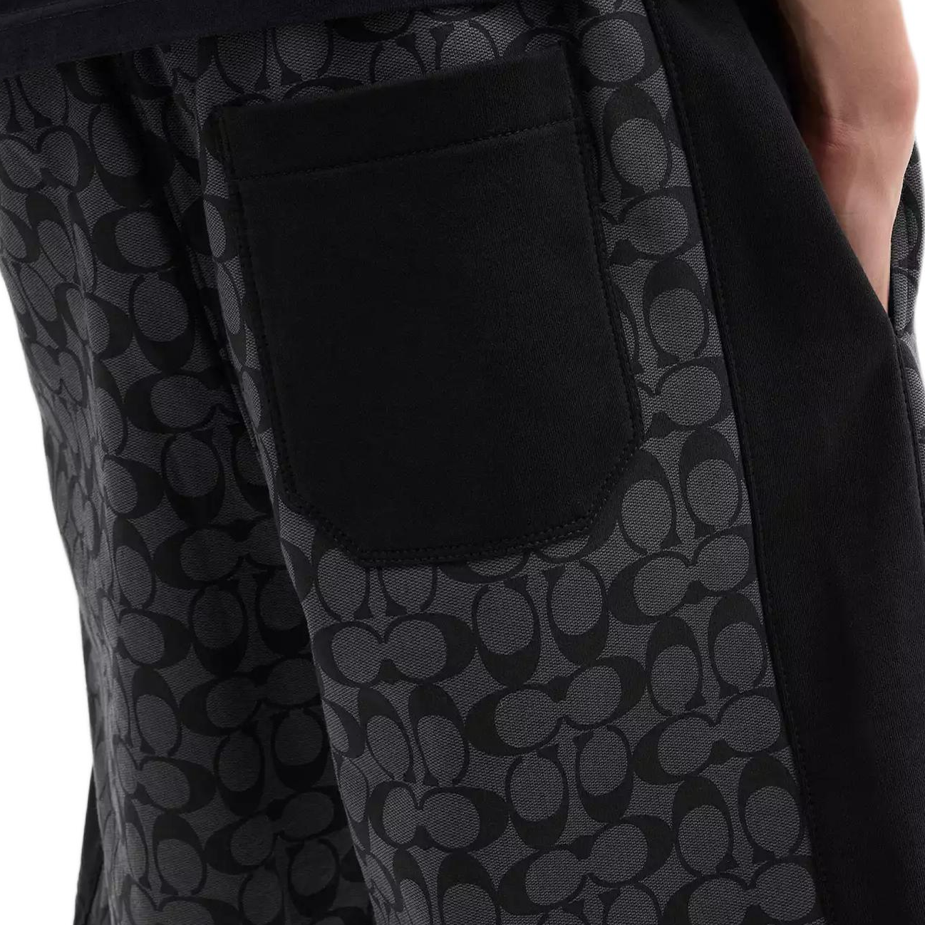 Details for COACH SS25  Black Letter Print Drawstring Pocket Casual Shorts. CY588-R8E