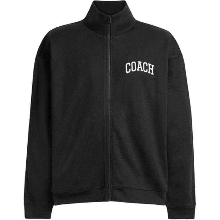 COACH SS25  Black Solid Color Zip-Up Long Sleeve Jacket. CY554-BLK