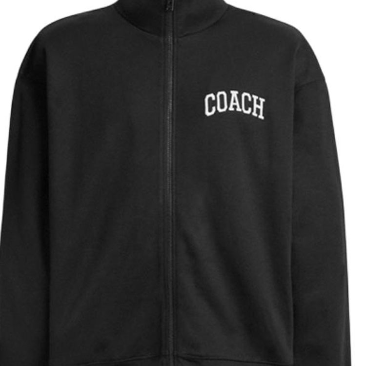 Lookbook COACH SS25 黑色純色拉鍊長袖外套。 CY554-BLK