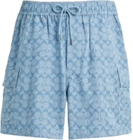 COACH SS25 Drawstring Shorts Casual Outdoor Light Blue Classic Logo. CAX41-LBL COACH SS25 Drawstring Shorts Casual Outdoor Light Blue Classic Logo. CAX41-LBL