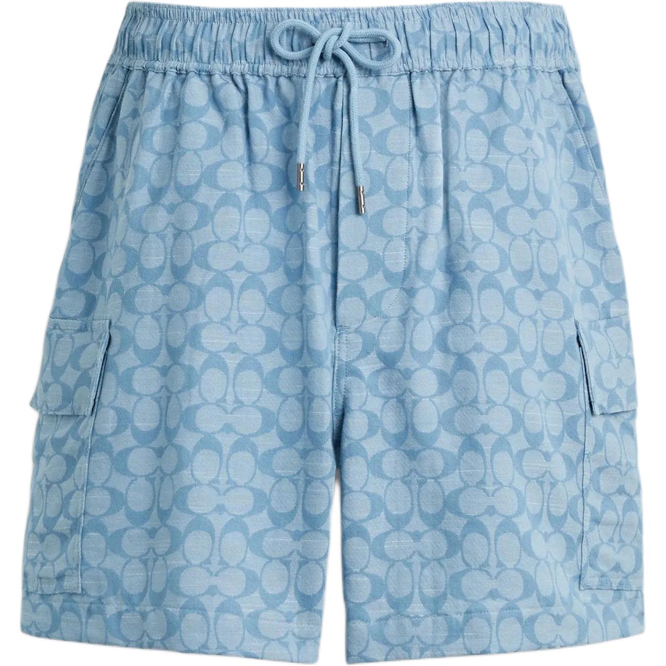 Order COACH SS25 Drawstring Shorts  Casual Outdoor Light Blue Classic Logo. CAX41-LBL