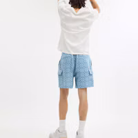 Shop COACH SS25 抽繩短褲 休閒戶外淺藍經典標誌款式。 CAX41-LBL