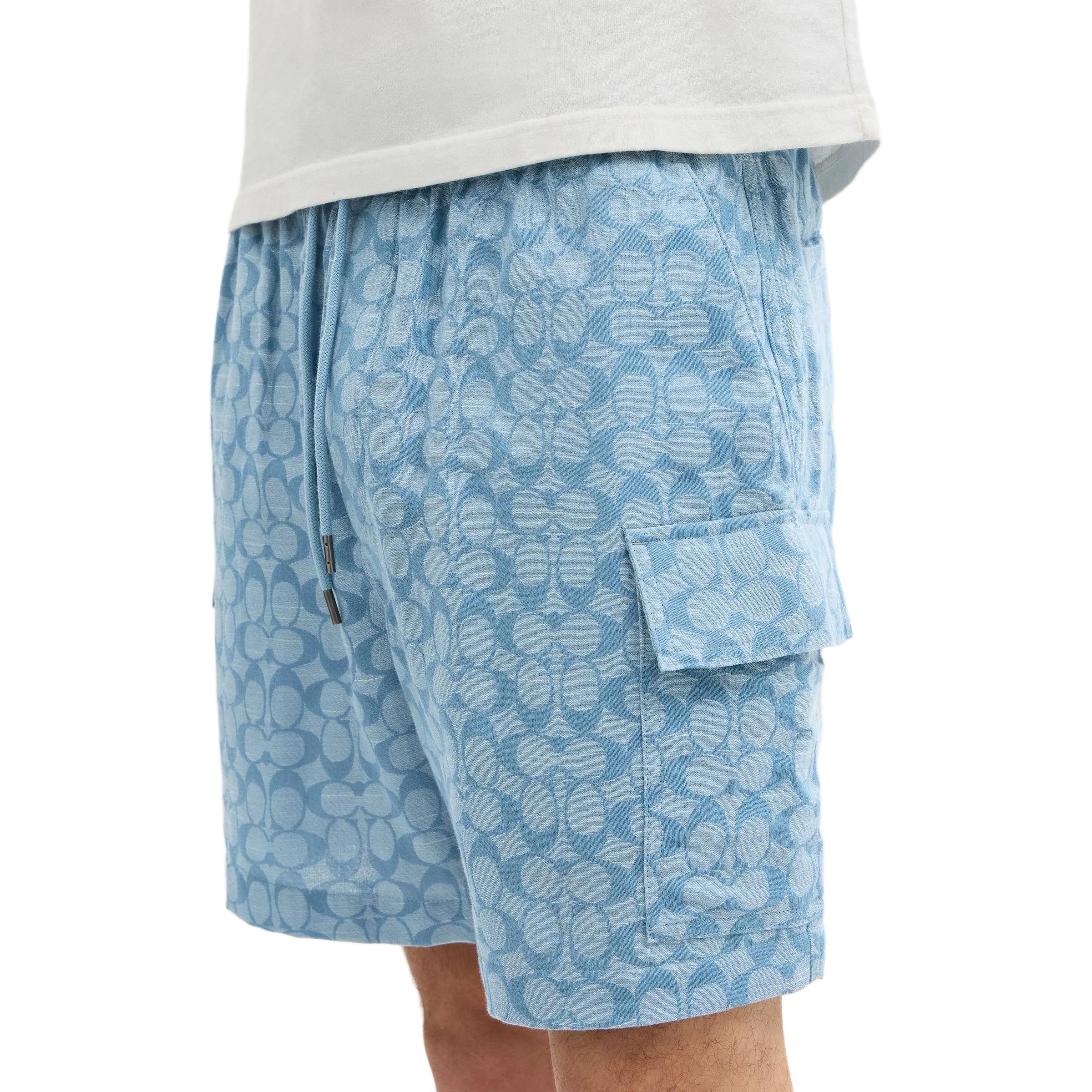 Purchase COACH SS25 Drawstring Shorts  Casual Outdoor Light Blue Classic Logo. CAX41-LBL