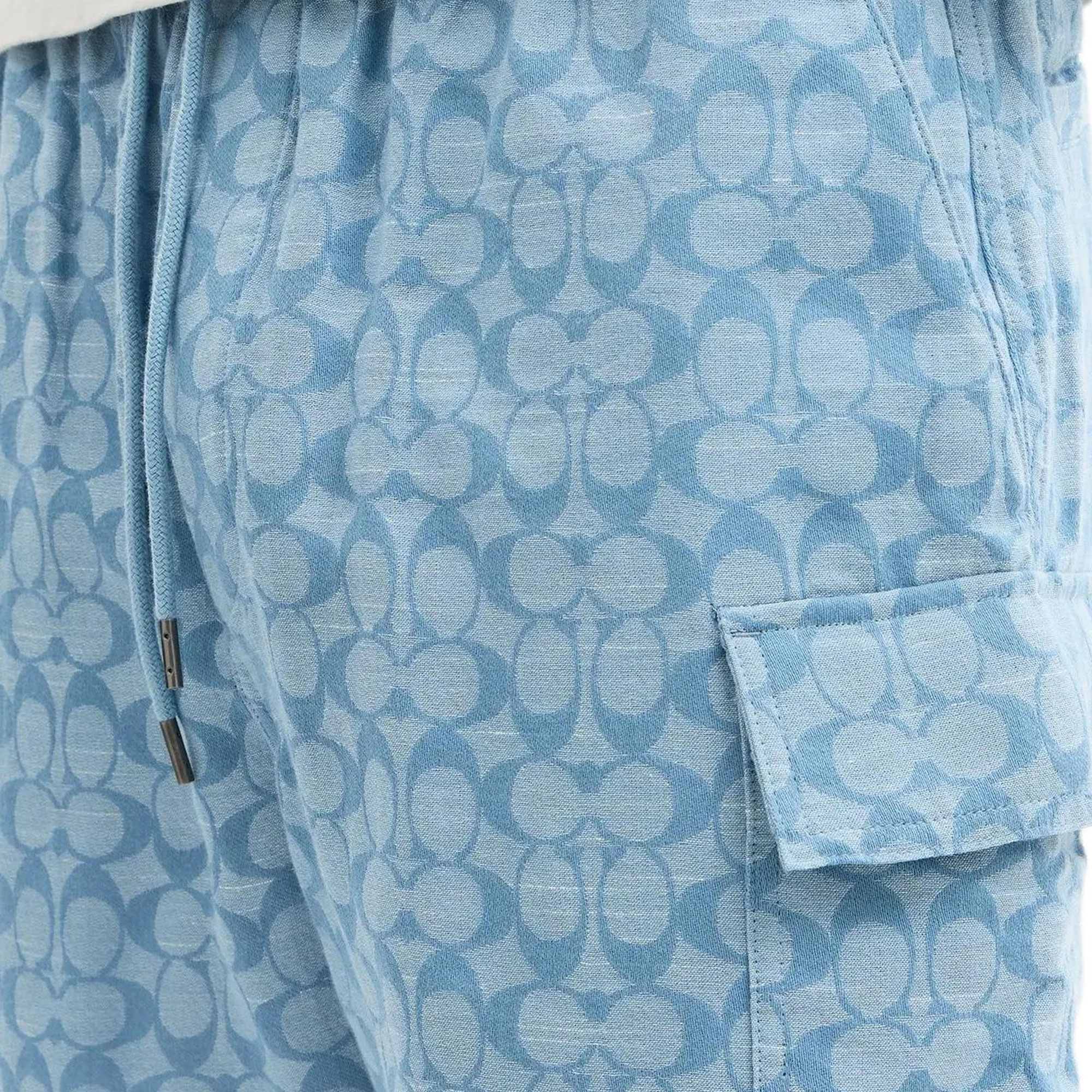 Details for COACH SS25 Drawstring Shorts  Casual Outdoor Light Blue Classic Logo. CAX41-LBL