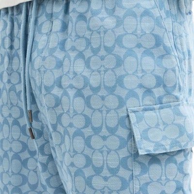 COACH SS25 Drawstring Shorts Casual Outdoor Light Blue Classic Logo. CAX41-LBL Details for COACH SS25 Drawstring Shorts Casual Outdoor Light Blue Classic Logo. CAX41-LBL