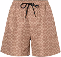 COACH SS25 Solid Monogram Swim Trunks in Light Brown. CZ537-RYU COACH SS25 Solid Monogram Swim Trunks in Light Brown. CZ537-RYU