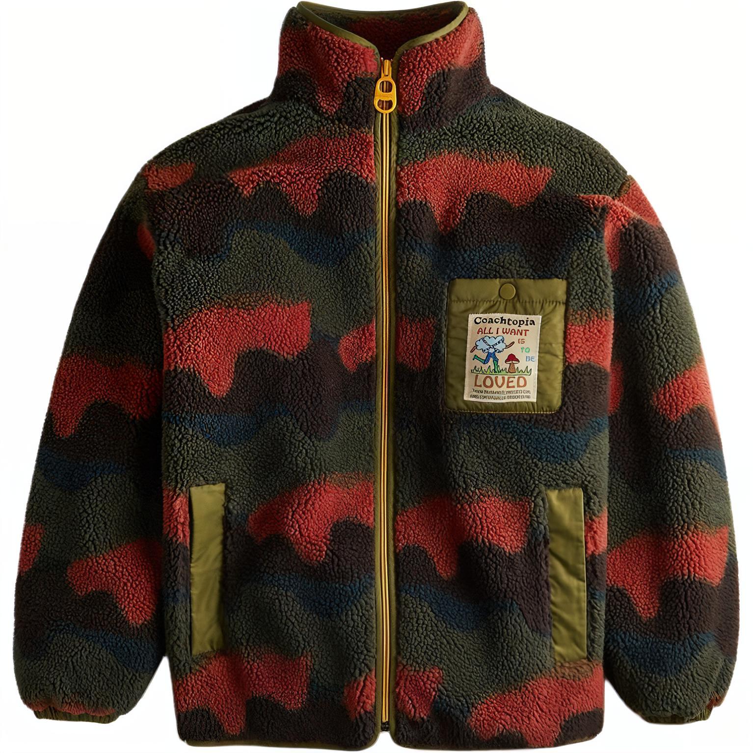 COACH Stand Collar Zip-Up Oversized Jacket Unisex Red CM723-WMJ