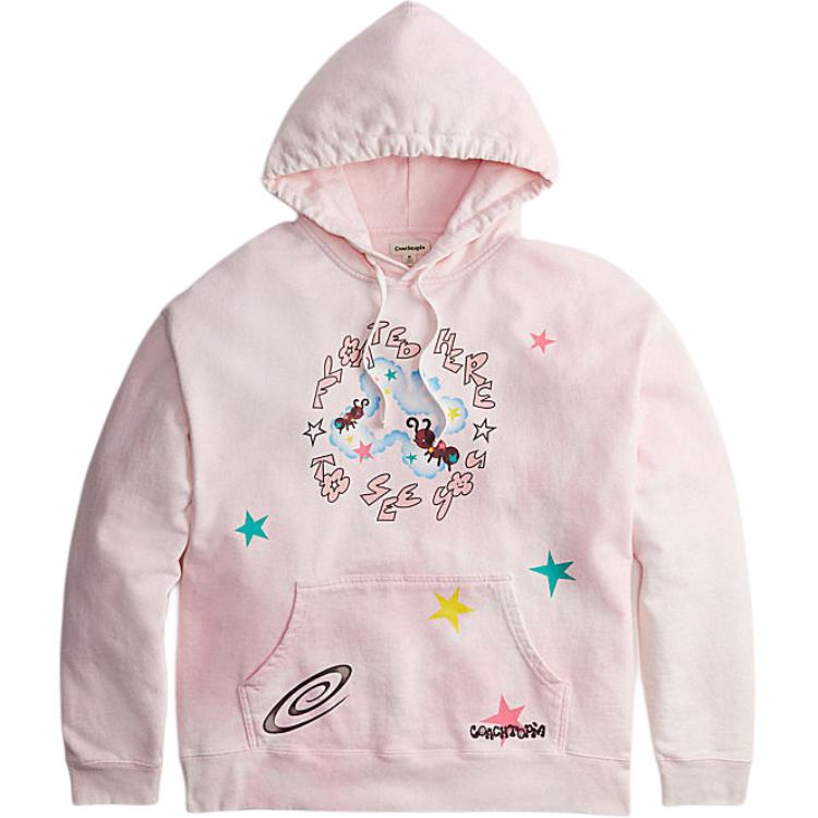 COACH Star Print Hoodie Unisex Long Sleeve Light Pink. CN988-M05
