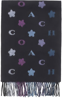 COACH 스타 프린트 울 스카프 유니섹스 블랙 퍼플 커플용. 4623LPP Lookbook COACH 스타 프린트 울 스카프 유니섹스 블랙 퍼플 커플용. 4623LPP
