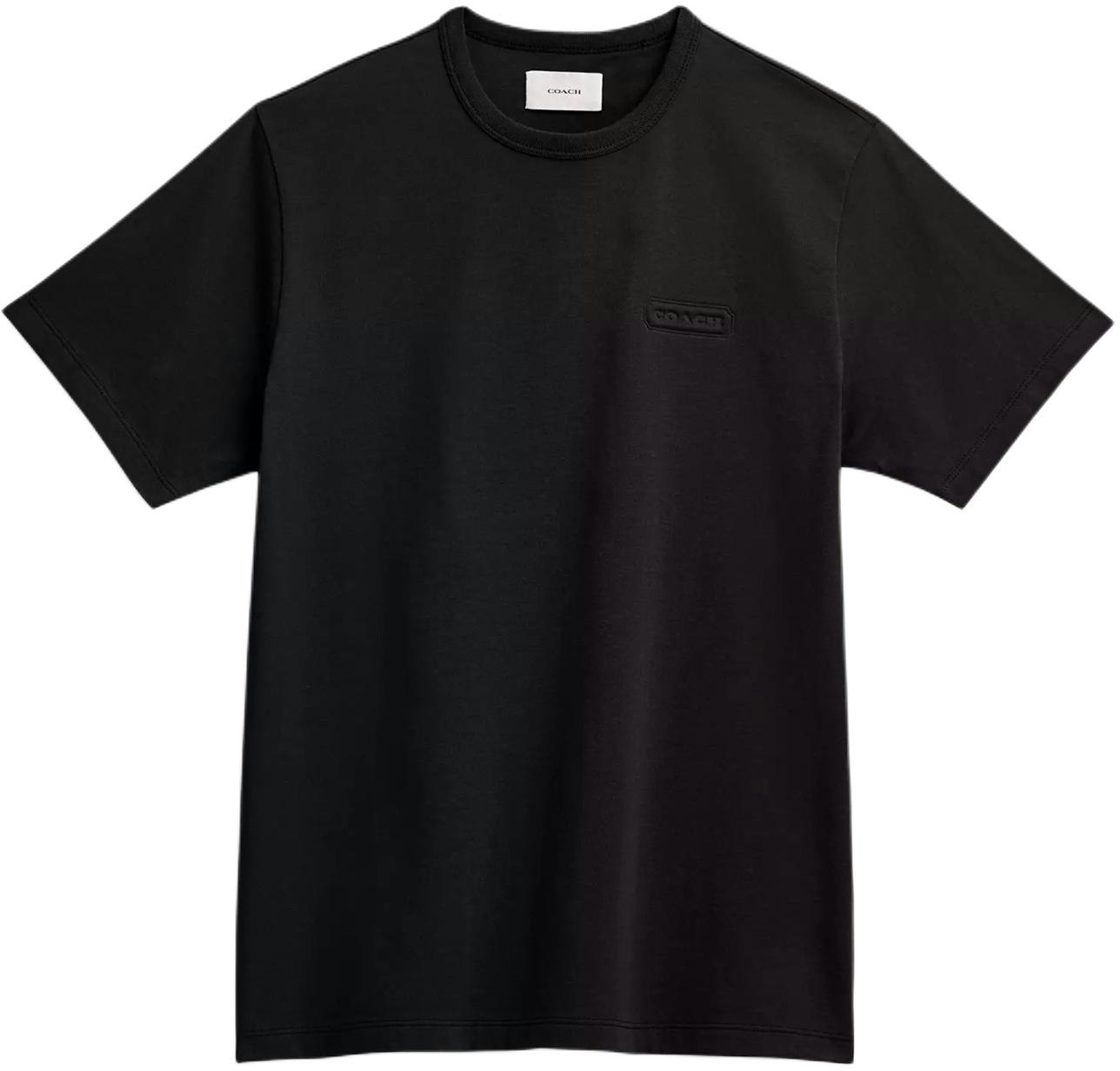 coach-unisex-black-crewneck-t-shirt-with-solid-color-logo-design-cl-685-blk