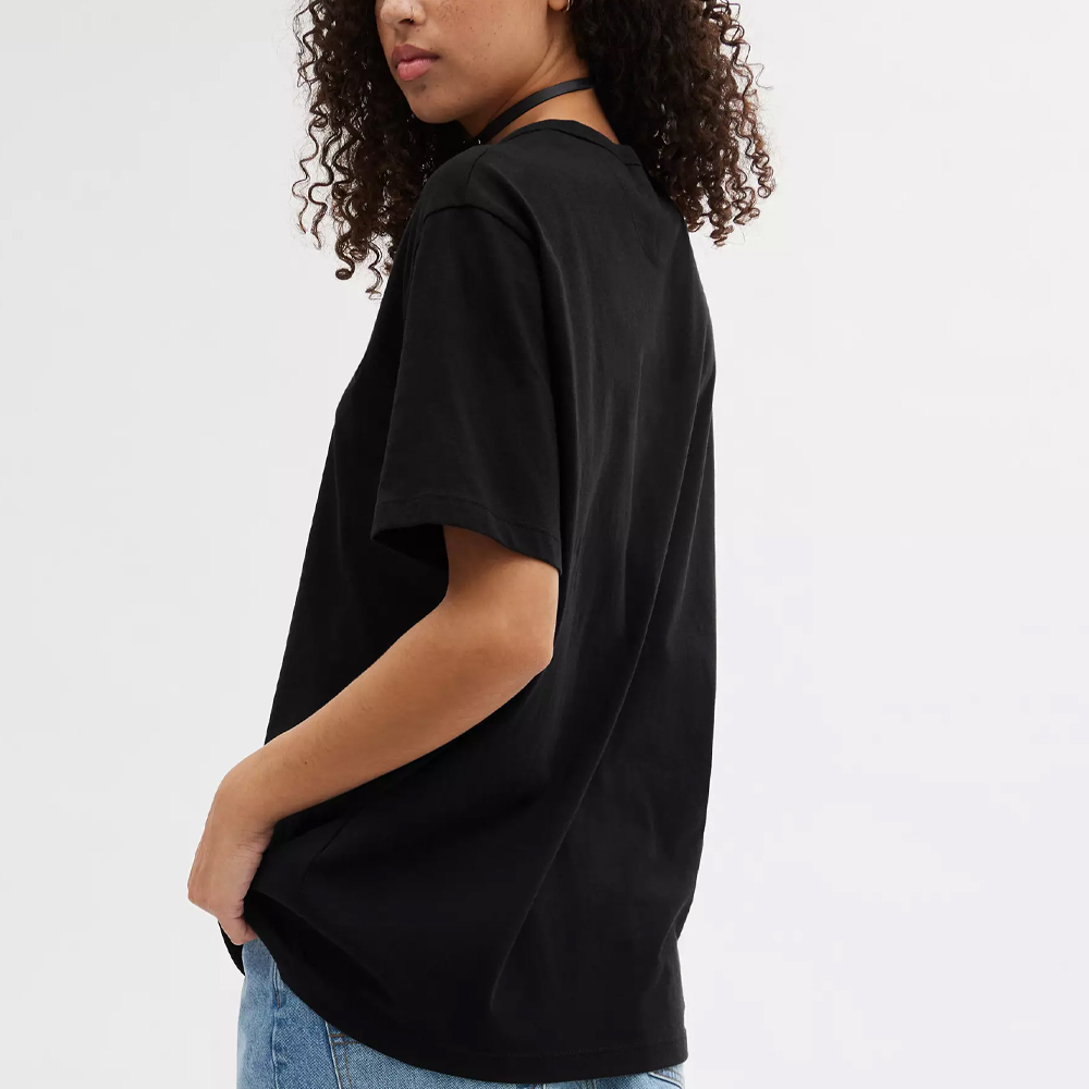 Details for コーチ ユニセックス ブラック クルーネック Tシャツ 無地ロゴデザイン入り. CL685-BLK