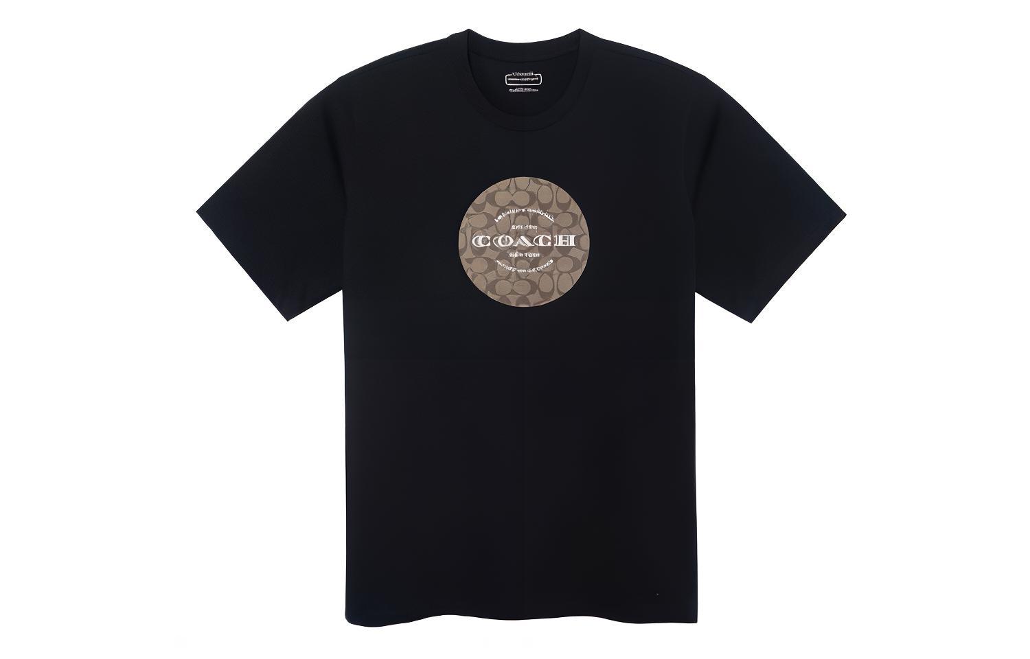 Order コーチ ユニセックス ブラックTシャツ サークルロゴデザイン リラックスフィット C9140-BLK