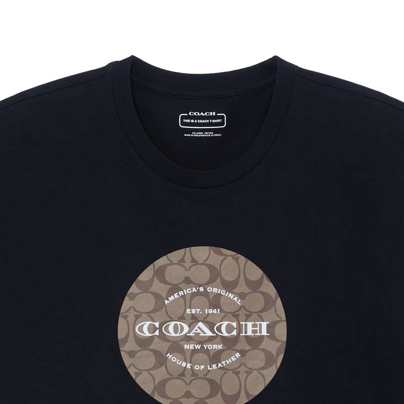 Purchase コーチ ユニセックス ブラックTシャツ サークルロゴデザイン リラックスフィット C9140-BLK