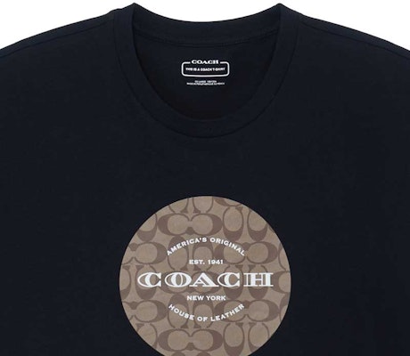 COACH 黑色圓形標誌設計寬鬆版型男女通用T恤 C9140-BLK Purchase COACH 黑色圓形標誌設計寬鬆版型男女通用T恤 C9140-BLK