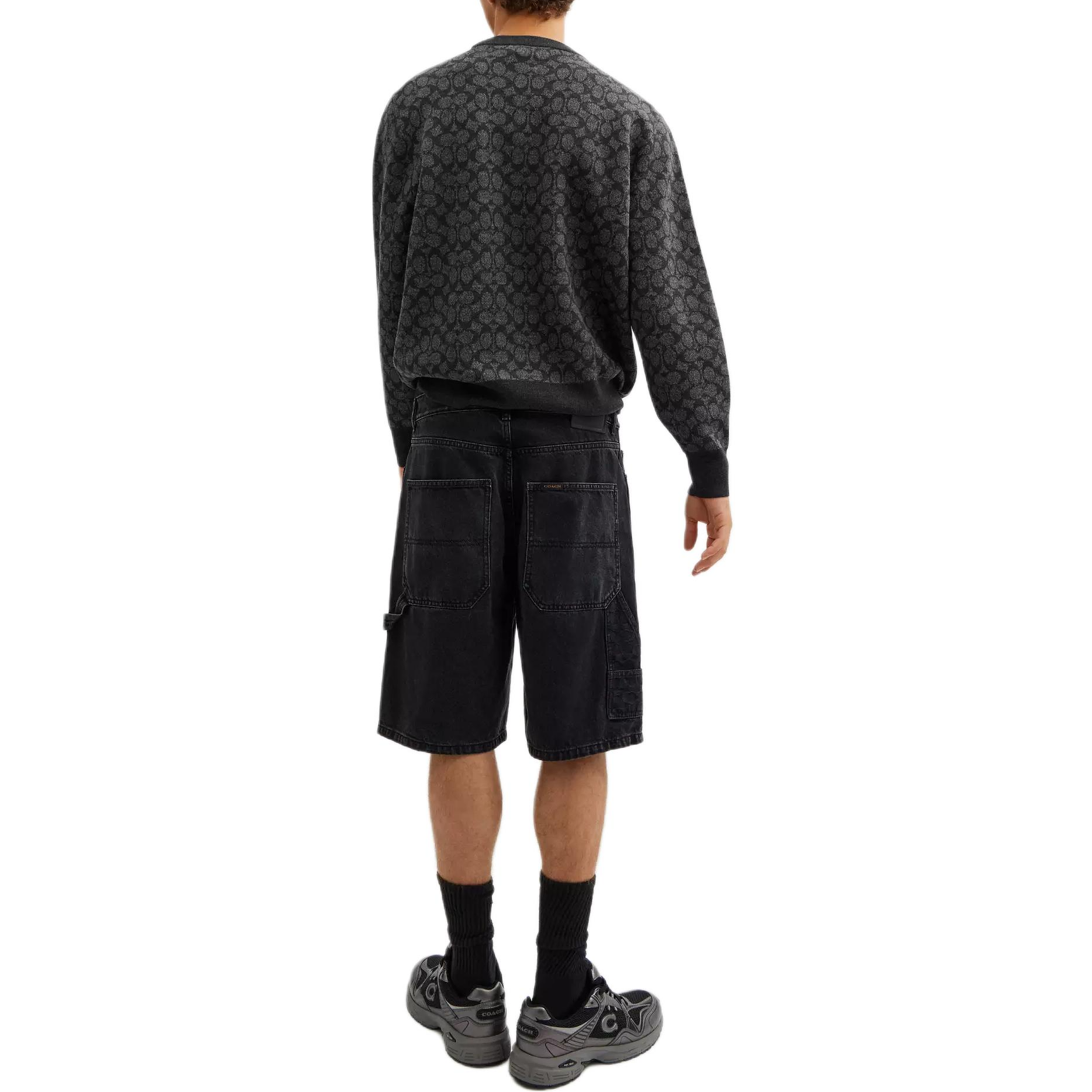 Shop COACH Unisex Crewneck Ribbed Trim Sweater in Smoke Gray. CX807-R8E