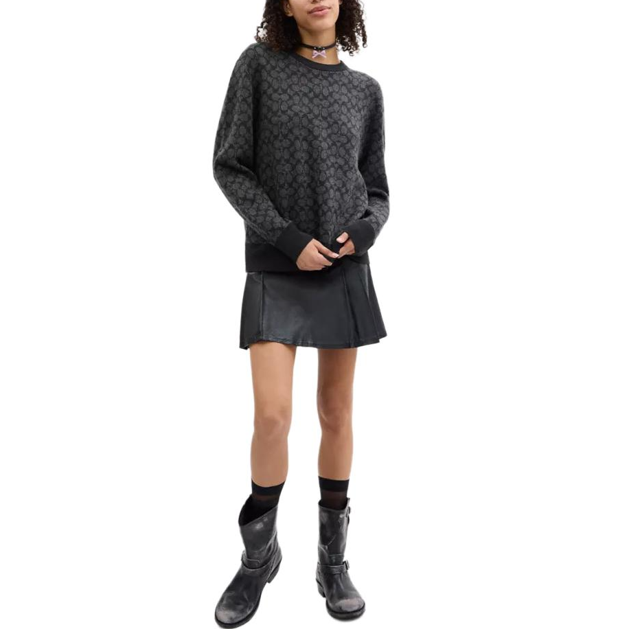 Purchase COACH Unisex Crewneck Ribbed Trim Sweater in Smoke Gray. CX807-R8E