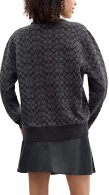 COACH Unisex Crewneck Ribbed Trim Sweater in Smoke Gray. CX807-R8E Details for COACH Unisex Crewneck Ribbed Trim Sweater in Smoke Gray. CX807-R8E