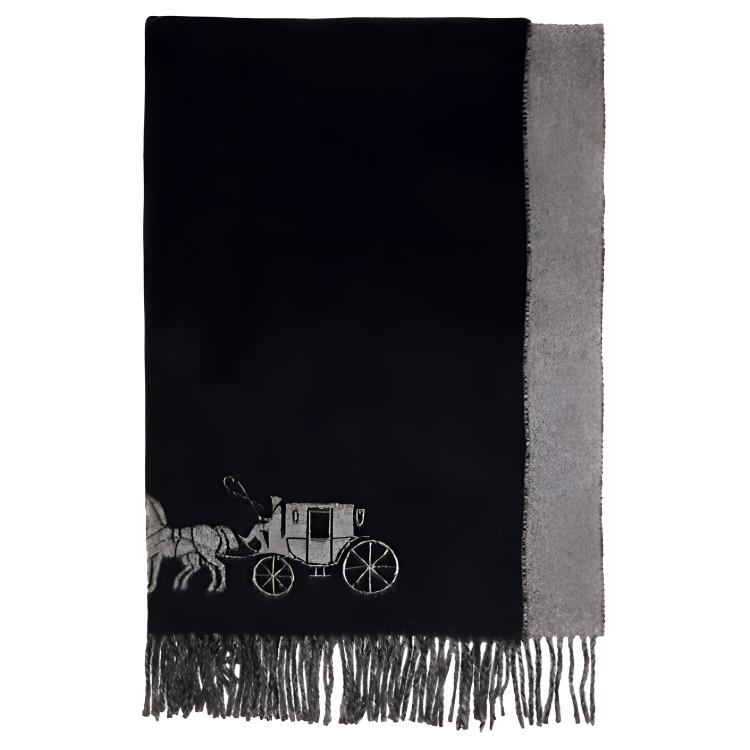 COACH Unisex Long Fringe Wool Scarf - Warm Sheepskin Fleece 4622-BKHG