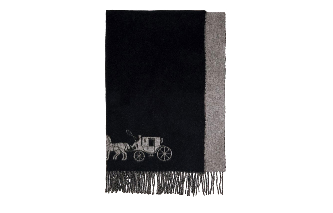 Order COACH Syal Unisex Panjang Wol dengan Rumbai - Fleece Kulit Domba Hangat 4622-BKHG