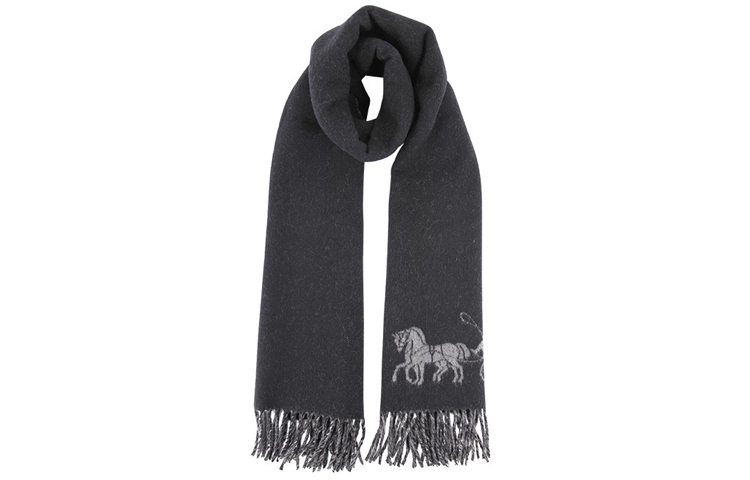 Lookbook COACH Syal Unisex Panjang Wol dengan Rumbai - Fleece Kulit Domba Hangat 4622-BKHG