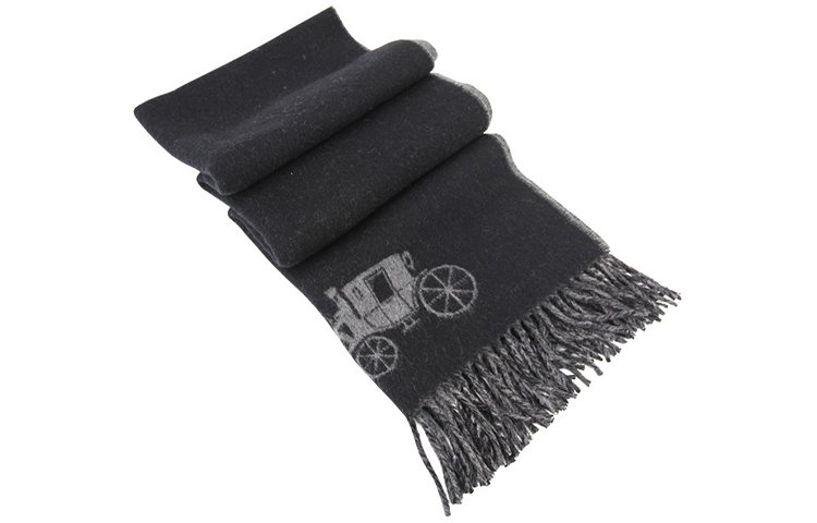 Shop COACH Syal Unisex Panjang Wol dengan Rumbai - Fleece Kulit Domba Hangat 4622-BKHG