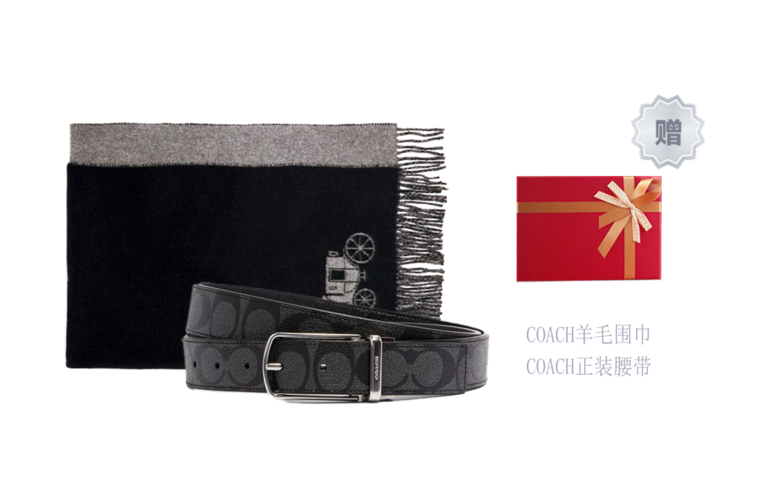 Details for COACH Syal Unisex Panjang Wol dengan Rumbai - Fleece Kulit Domba Hangat 4622-BKHG