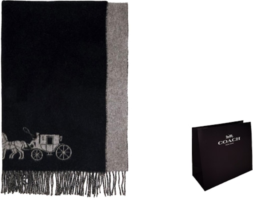 COACH Syal Unisex Panjang Wol dengan Rumbai - Fleece Kulit Domba Hangat 4622-BKHG Cheap COACH Syal Unisex Panjang Wol dengan Rumbai - Fleece Kulit Domba Hangat 4622-BKHG