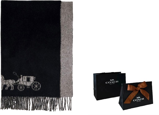 COACH Syal Unisex Panjang Wol dengan Rumbai - Fleece Kulit Domba Hangat 4622-BKHG 1
