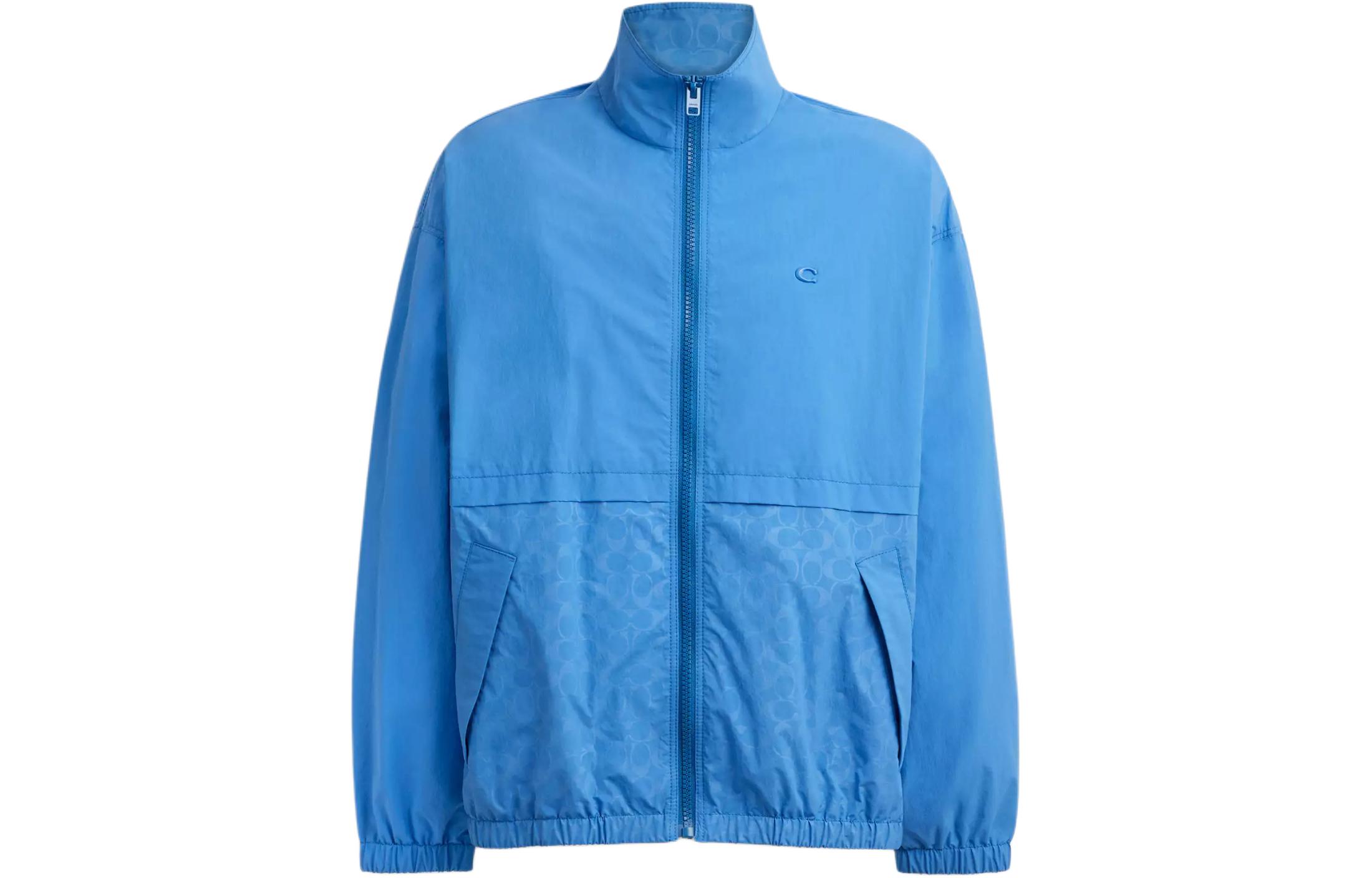 COACH Windbreaker Solid Color Zip-Up Jacket for Men - Blue CR358-BLU
